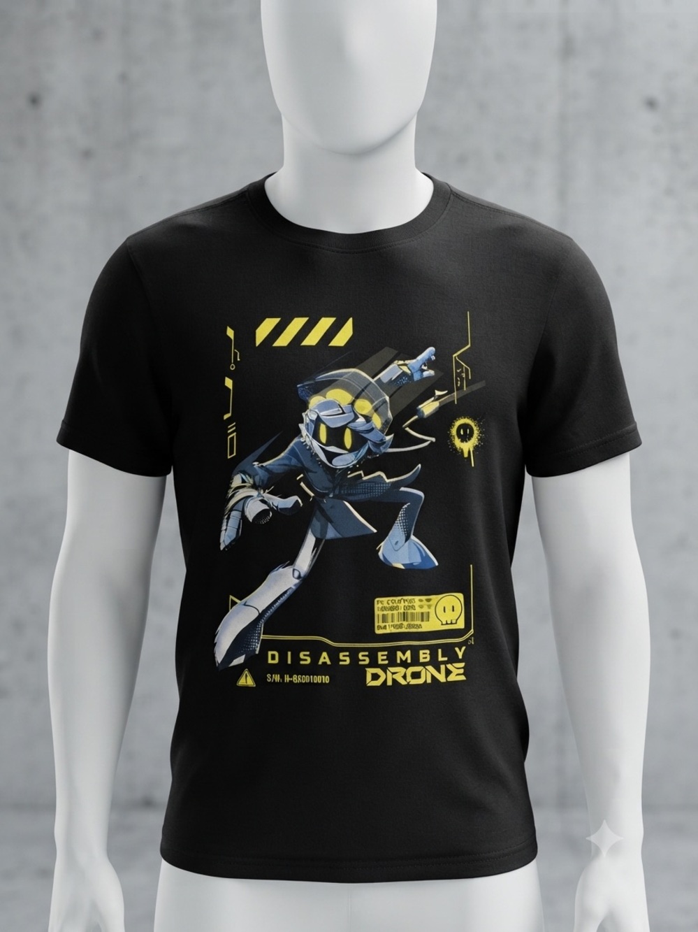 Murder Drones Disassembly Drone Graphic Tee - Black/Yellow Sz L